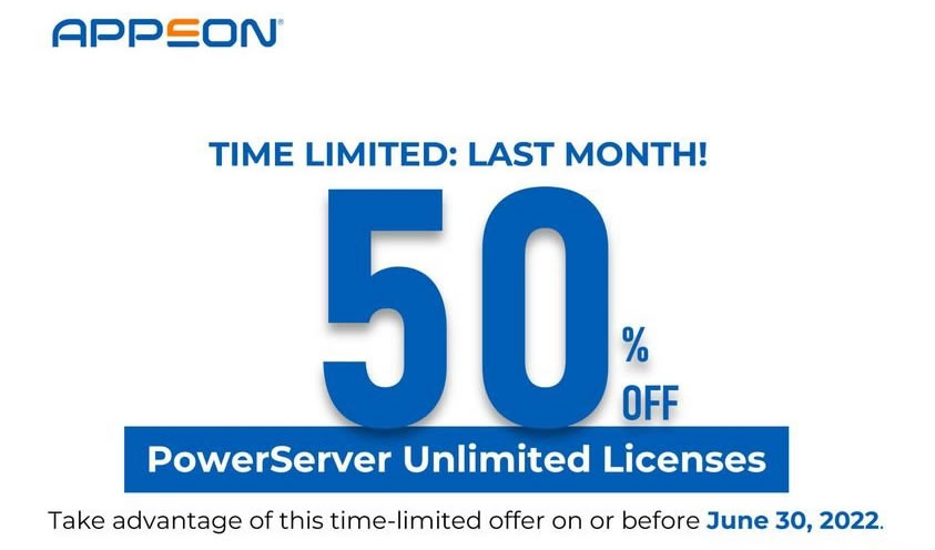 50% off on PowerServer by Appeon