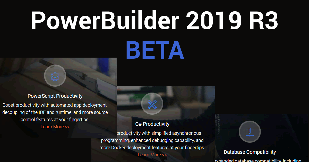 Appeon announced the availability of the PowerBuilder 2019 R3 Beta