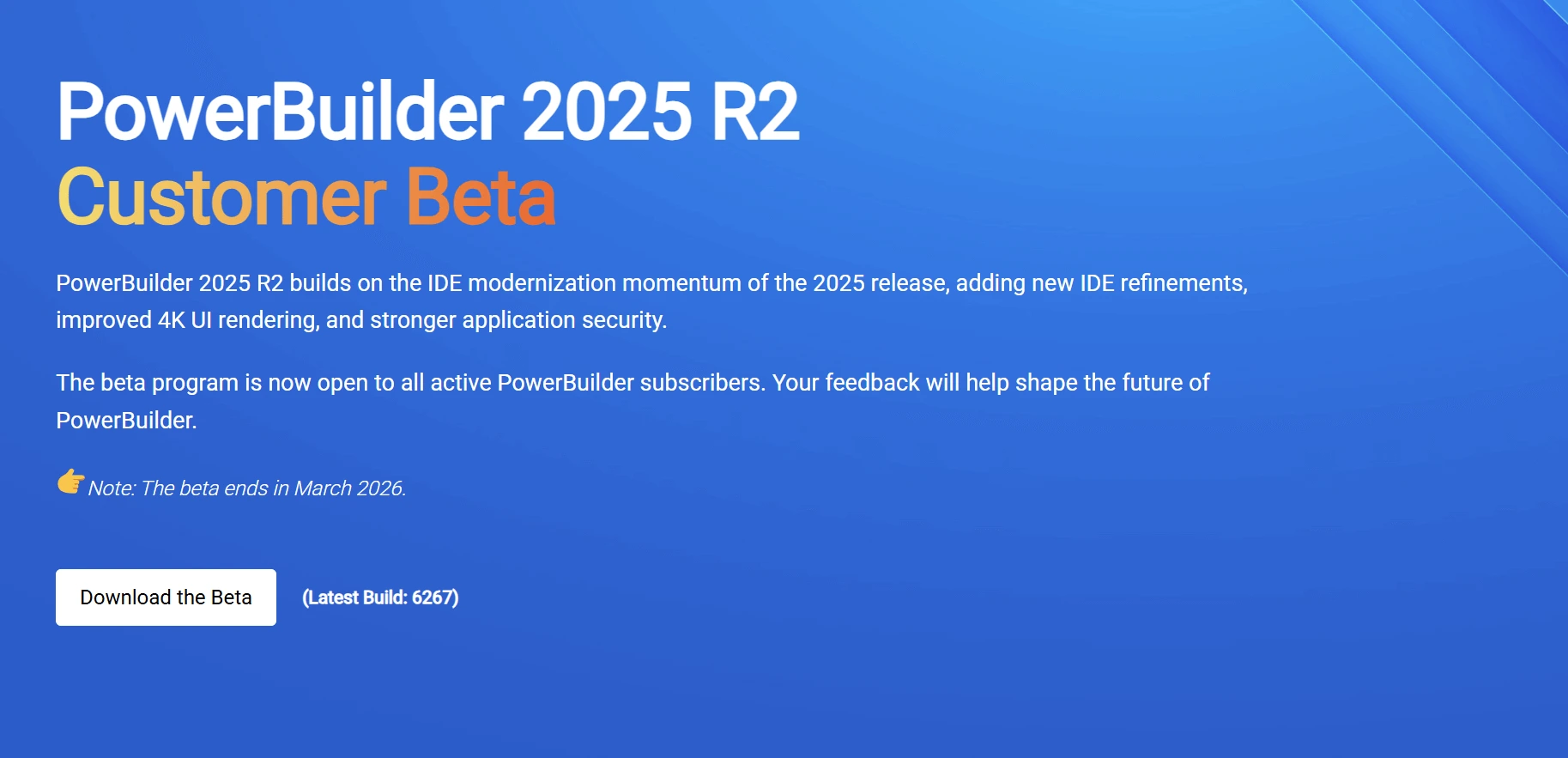 PowerBuilder 2025 R2 Customer Beta