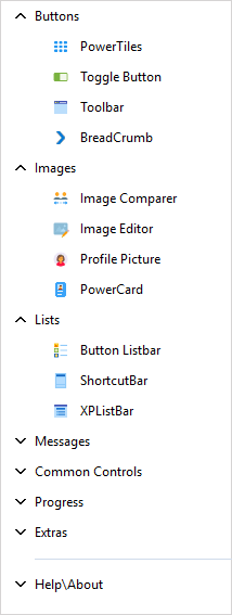 PowerSideMenu displaying a PowerBuilder Menu as a modern vertical side menu with collapsible groups